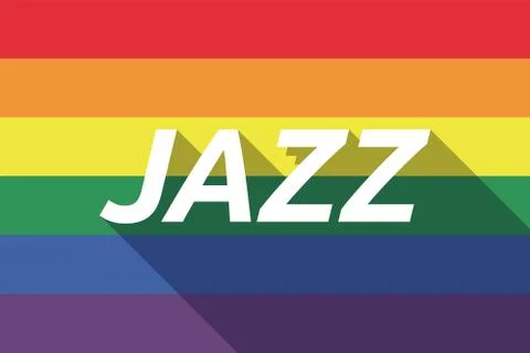 Vector long shadow Gay Pride flag with    the text JAZZ Stock Illustration