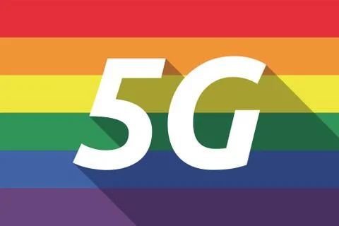 Vector long shadow Gay Pride flag with    the text 5G Stock Illustration