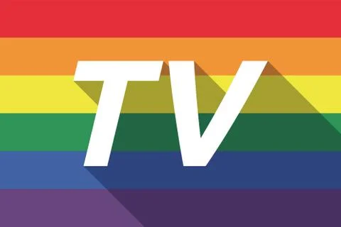 Vector long shadow Gay Pride flag with    the text TV Illustrazione stock