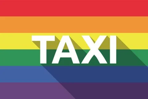 Vector long shadow Gay Pride flag with    the text TAXI Stock Illustration