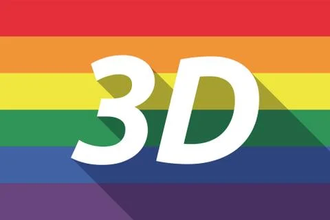Vector long shadow Gay Pride flag with    the text 3D Stock Illustration