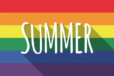 Vector long shadow Gay Pride flag with    the text SUMMER Illustrazione stock