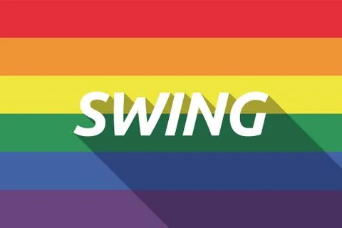 Vector long shadow Gay Pride flag with    the text SWING Illustrazione stock
