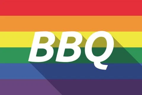 Vector long shadow Gay Pride flag with    the text BBQ Illustrazione stock