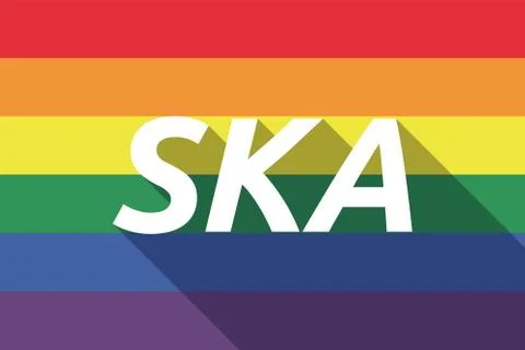 Vector long shadow Gay Pride flag with    the text SKA Stock Illustration