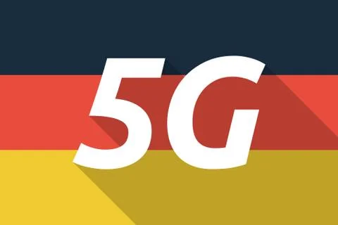 Vector long shadow Germany flag with    the text 5G Stock Illustration