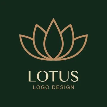 Vector Lotus Logo Design. Minimal Luxury Flower Symbol for Spa, Wellness, Yoga Illustrazione stock