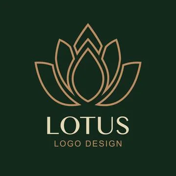 Vector Lotus Logo Design. Minimal Luxury Flower Symbol for Spa, Wellness, Yoga Stock Illustration