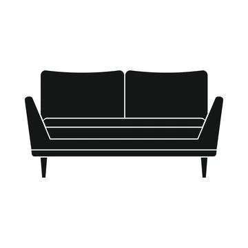 Vector lounge sofa black simple icon isolated Stock Illustration