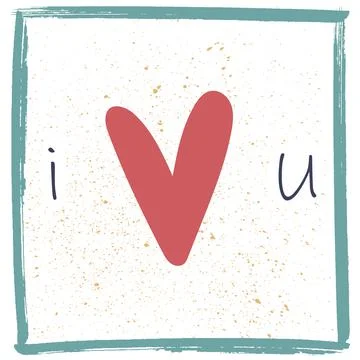 Vector love background with hand drawn frame, ink, heart on white background. Stock Illustration