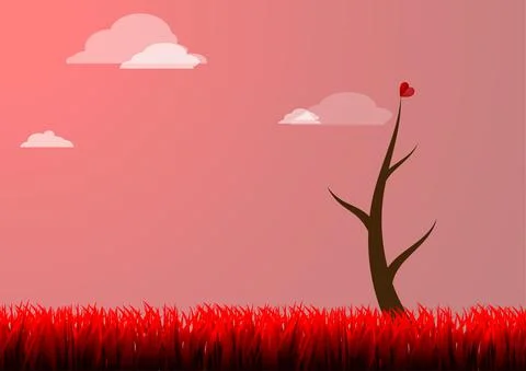 Vector : Love leaf fell from the tree Stock Illustration