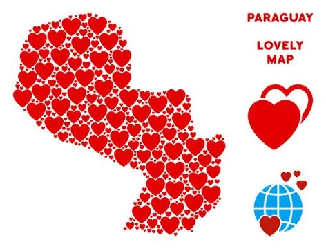 Vector Love Paraguay Map Collage of Hearts 库存插图