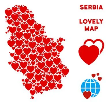 Vector Love Serbia Map Composition of Hearts Stock Illustration
