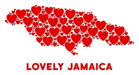 Vector Lovely Jamaica Map Composition of Hearts Illustrazione stock