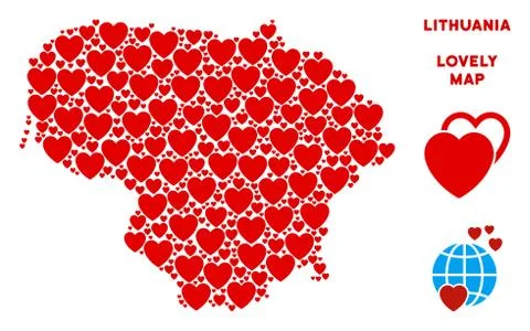 Vector Lovely Lithuania Map Composition of Hearts 스톡 일러스트
