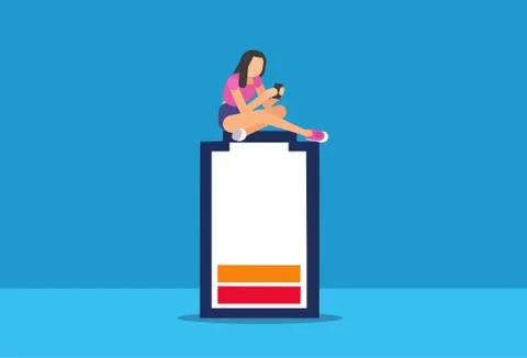 Vector of a low battery on smartphone concept Stock Illustration