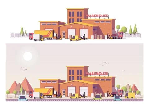 Vector low poly 2d warehouse Stock Illustration