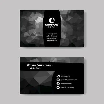 Vector low poly abstract black and white visit card template, horizontal pr.. Stock Illustration
