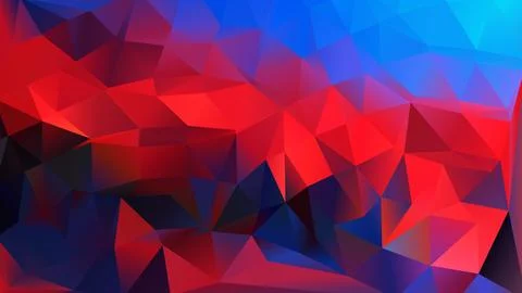 Vector Low poly abstract blue and red background, trendy, geometric, busine.. Stock Illustration