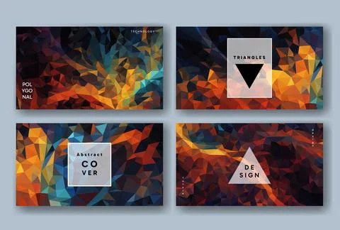 Vector low poly abstract colorful and black horizontal 16x9 presentation cove Stock Illustration