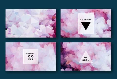 Vector low poly abstract pink clouds, colorful horizontal 16x9 presentation.. Stock Illustration