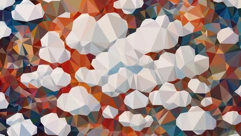 Vector Low poly abstract sky with clouds background, trendy, geometric, bus.. Stock Illustration