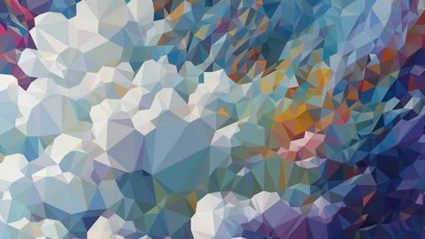 Vector Low poly abstract sky with clouds background, trendy, geometric, bus.. Stock Illustration