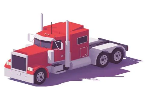 Vector low poly american classic truck Stock Illustration