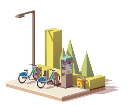 Vector low poly bicycle sharing system Stock Illustration