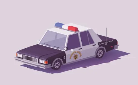 Vector low poly classic American police car Stock Illustration