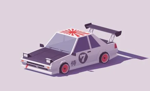 Vector low poly classic drift car Stock Illustration
