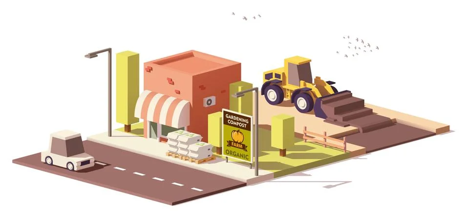 Vector low poly compost production Stock Illustration