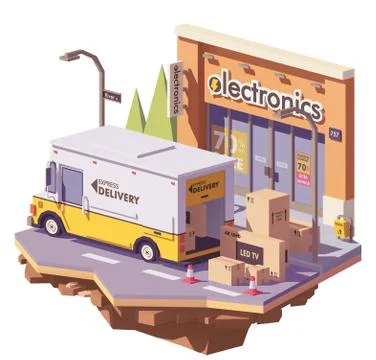 Vector low poly delivery van Stock Illustration