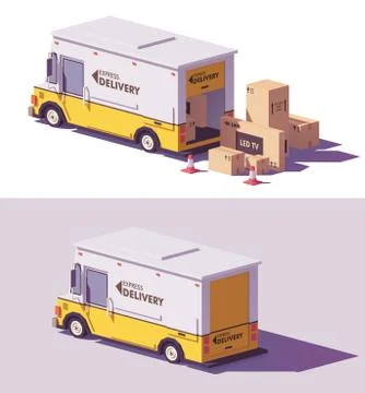 Vector low poly delivery van Stock Illustration