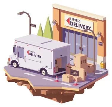 Vector low poly delivery van Stock Illustration