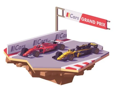 Vector low poly formula race Stock Illustration
