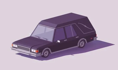 Vector low poly funeral hearse car Stock Illustration