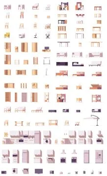 Vector low poly furniture set Stock Illustration