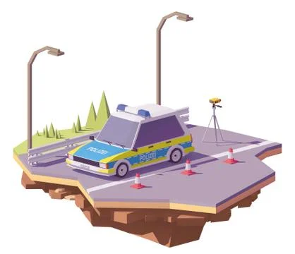Vector low poly German police car Stock Illustration