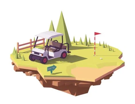 Vector low poly golf cart Stock Illustration