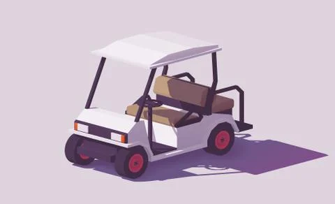 Vector low poly golf cart Stock Illustration