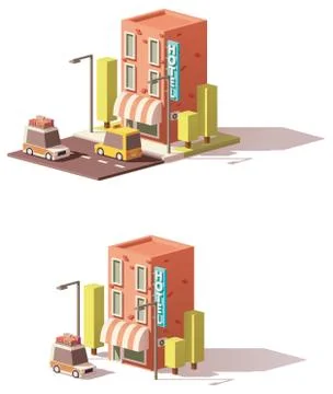Vector low poly hotel icon Stock Illustration