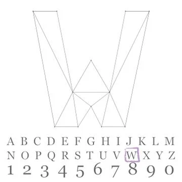 Vector low poly numbers font. Polygon number alphabet. Vector illustration Illustrazione stock