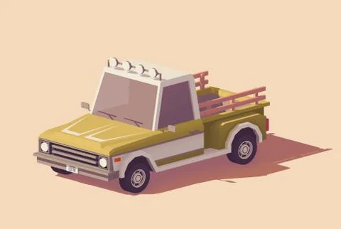 Vector low poly pickup truck Stock Illustration
