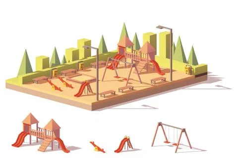 Vector low poly playground Stock Illustration