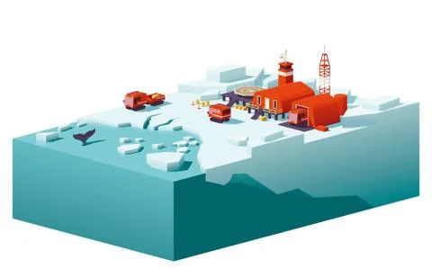 Vector low poly polar station Stock Illustration