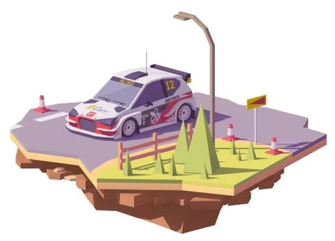 Vector low poly rally racing car Stock Illustration