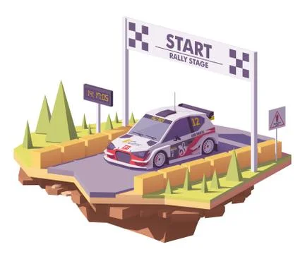 Vector low poly rally racing car Stock Illustration