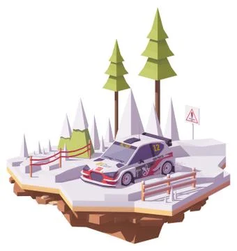Vector low poly rally racing car Stock Illustration