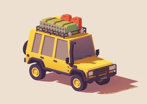 Vector low poly off-road 4x4 SUV car Stock Illustration